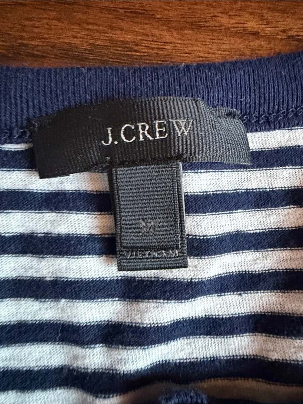 Women’s J. Crew Navy & White Striped Henley Long-Sleeve Tee Shirt